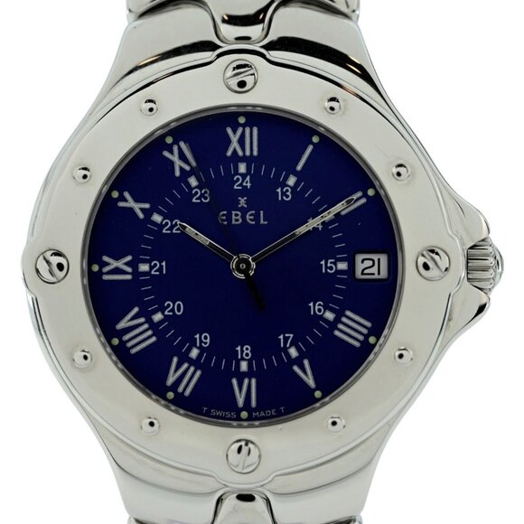 Ebel 36mm Men's Sportwave Stainless Steel Blue Dial Swiss Watch - Picture 4 of 8